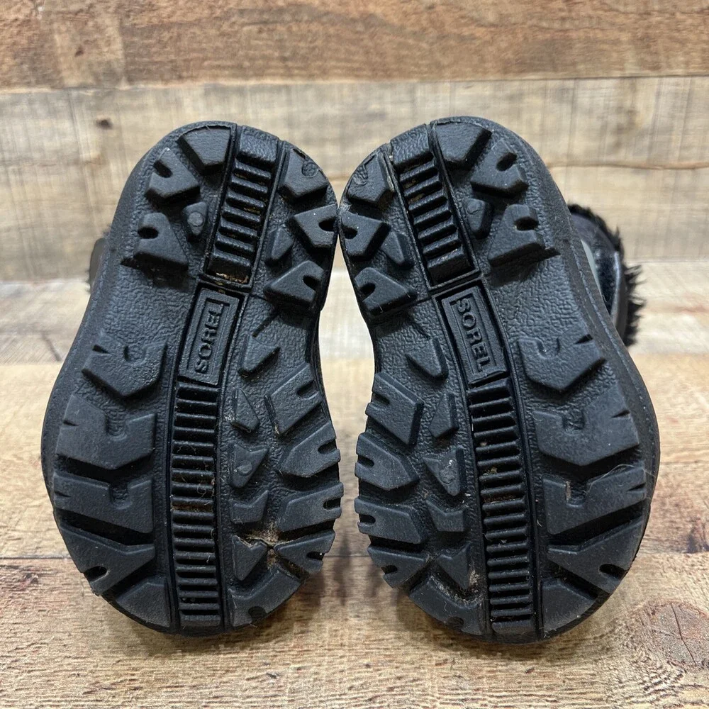 Sorel Commander Baby Boys Black Faux Fur Winter Snow Boots Size 4